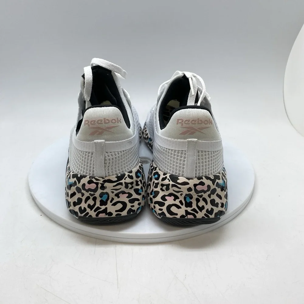 Reebok Sneakers Womens 9 Galaxy 5 White Leopard Print Running Athletic Shoes